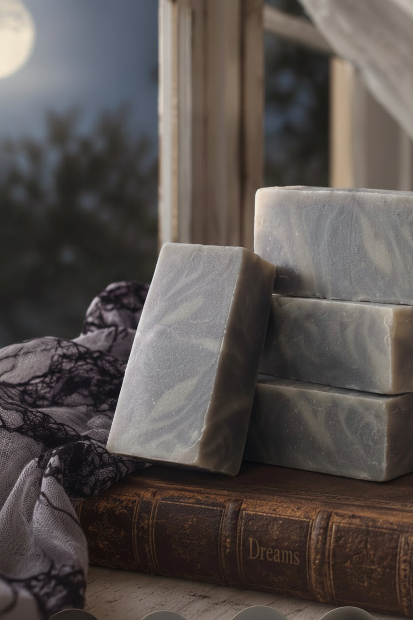 Midnight dreams organic handmade soap. Deep and woodsy aroma that is loved by both men and woman. This handmade organic soap will last 8-10 weeks in the shower!