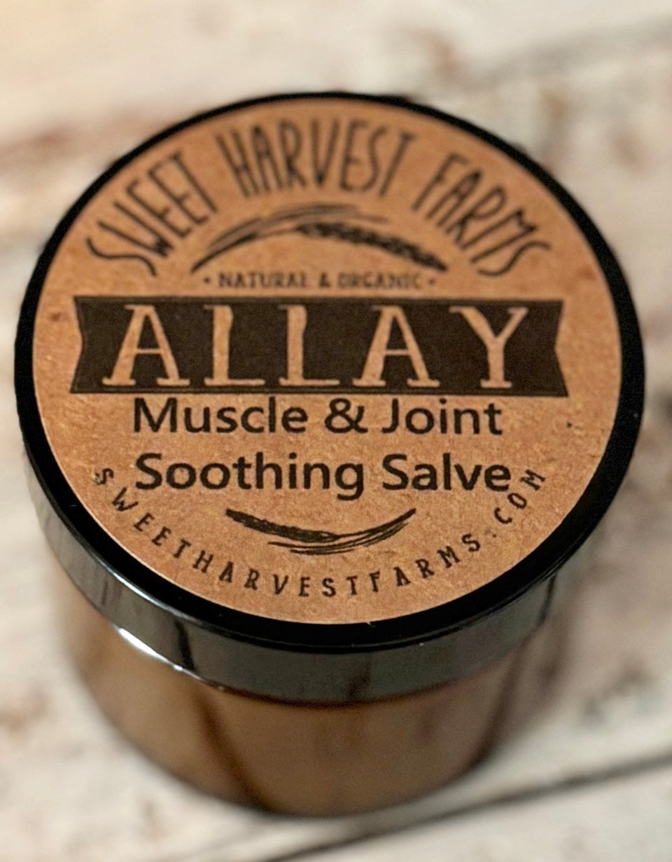 “Nourishing arthritic muscle salve featuring organic tallow, formulated to calm inflammation and ease muscle tension naturally.”