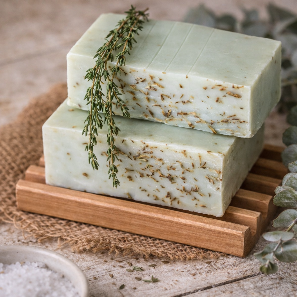 Eucalyptus Thyme Handmade Organic Soap - Great morning eye opener!