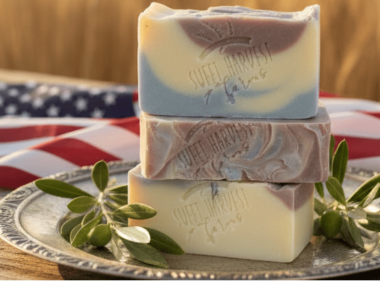 Americana Organic Handmade Soap – Bold, Bright & Clean | Sweet Harvest Farms - Sweet Harvest FarmsOrganic Handmade SoapSweet Harvest Farms