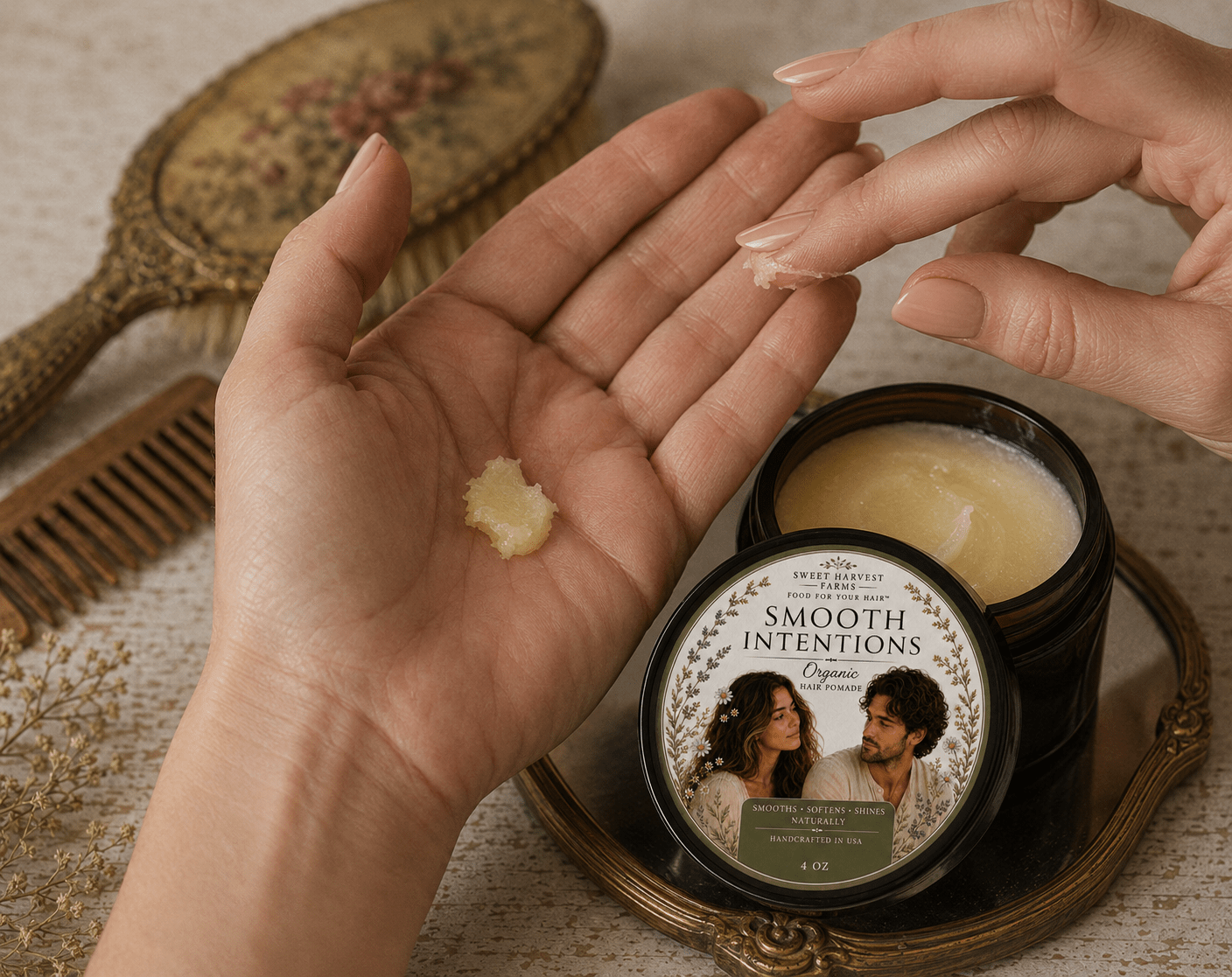 Smooth Inentions - Organic and Botanical Anti-Frizz Hair Butter Balm Promade - Sweet Harvest Farmshair BalmSweet Harvest Farms