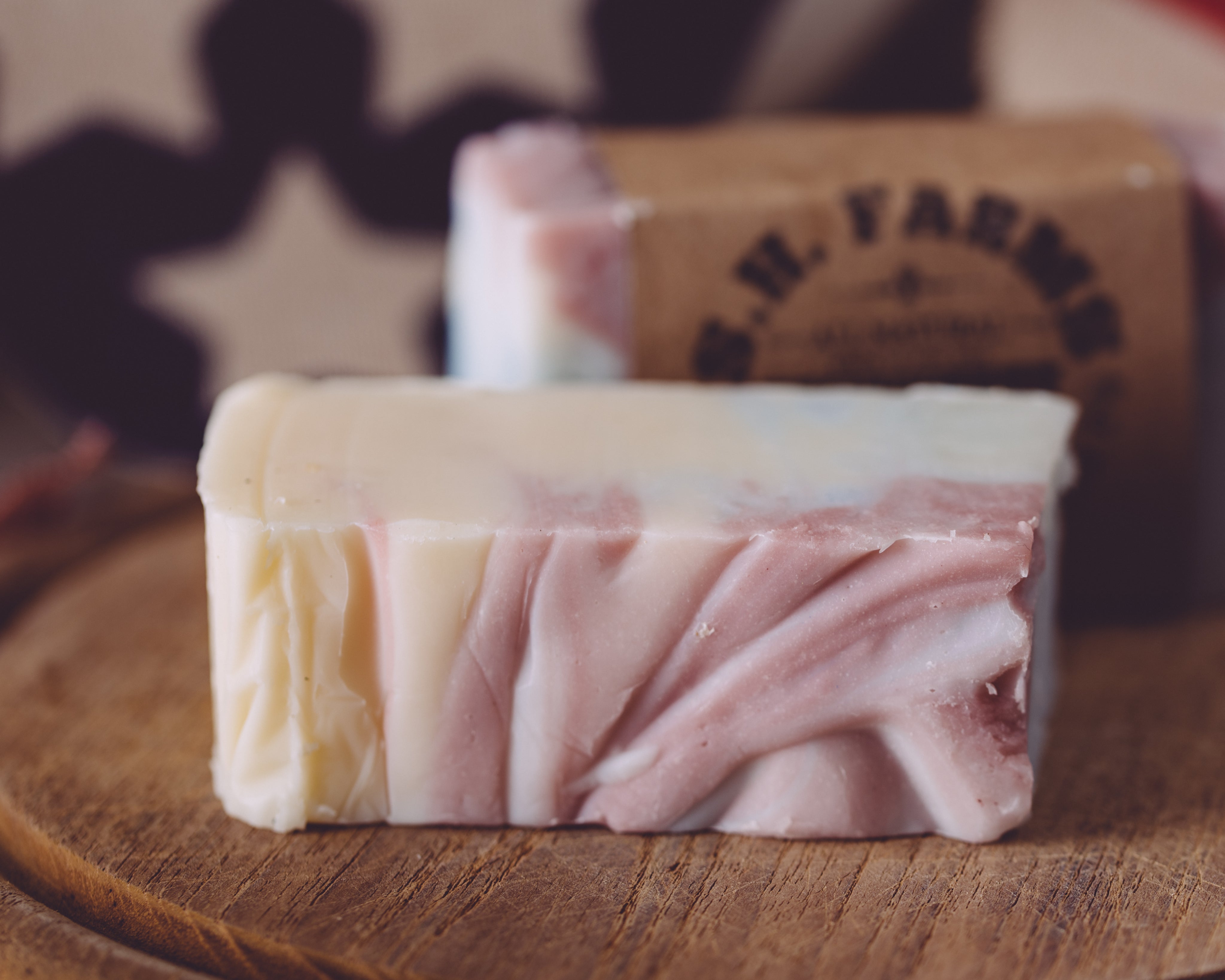 Sweet Harvest Farms Americana Organic Handmade Soap. Sweet Harvest Farms Almond Cake Organic Handmade Soap. Always made from scratch. This handmade organic soap will last 8-10 weeks in the shower. We also offer the best handmade organic soap wholesale as well