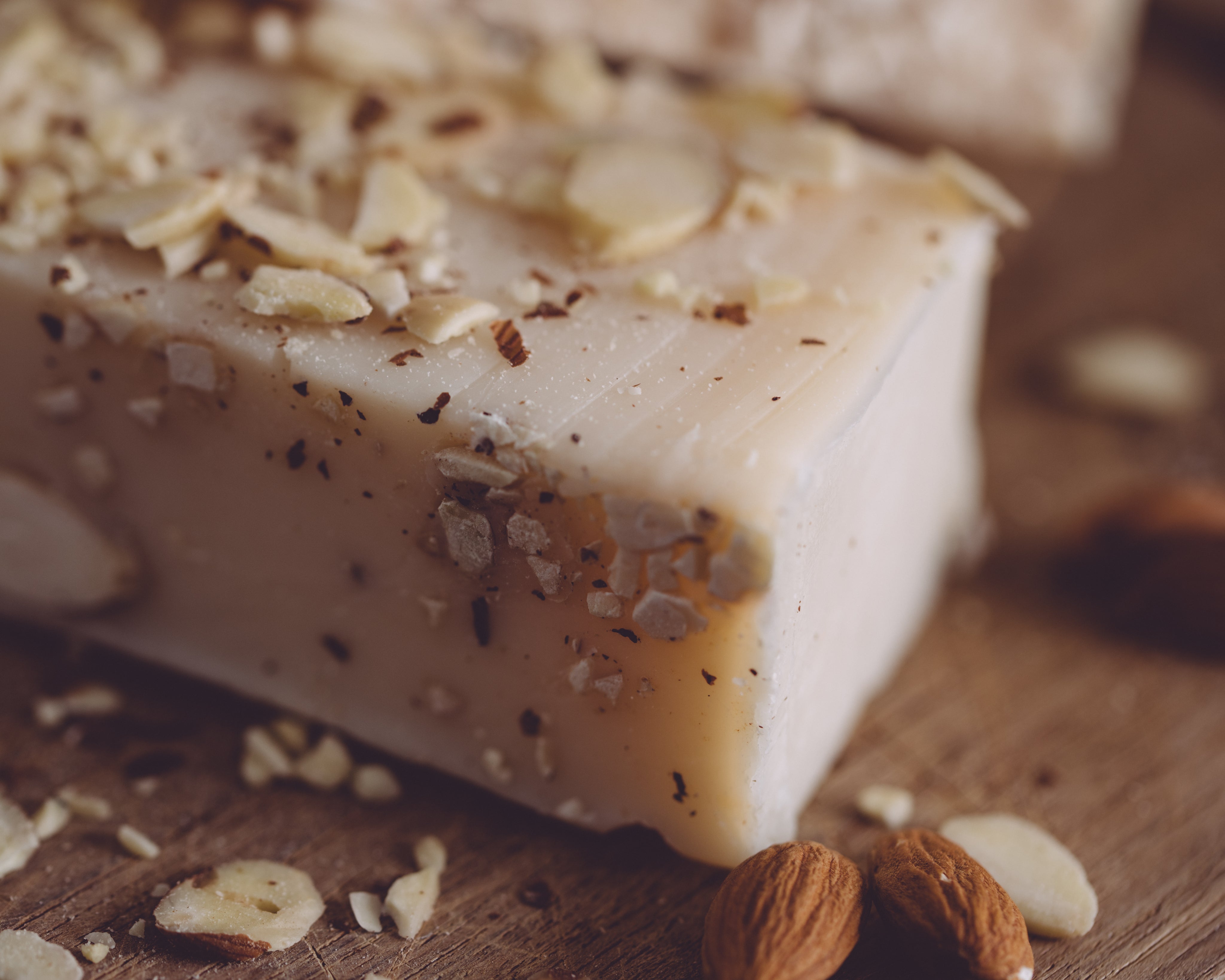 Sweet Harvest Farms Almond Cake Organic Handmade Soap. Alwys made from scratch. This handmade organic soap will last 8-10 weeks in the shower. We also offer the best  handmade organic soap wholesale as well