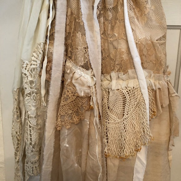 Skirt -Vintage Fabric, Lace, Trim and Doilies - One-of-a-kind