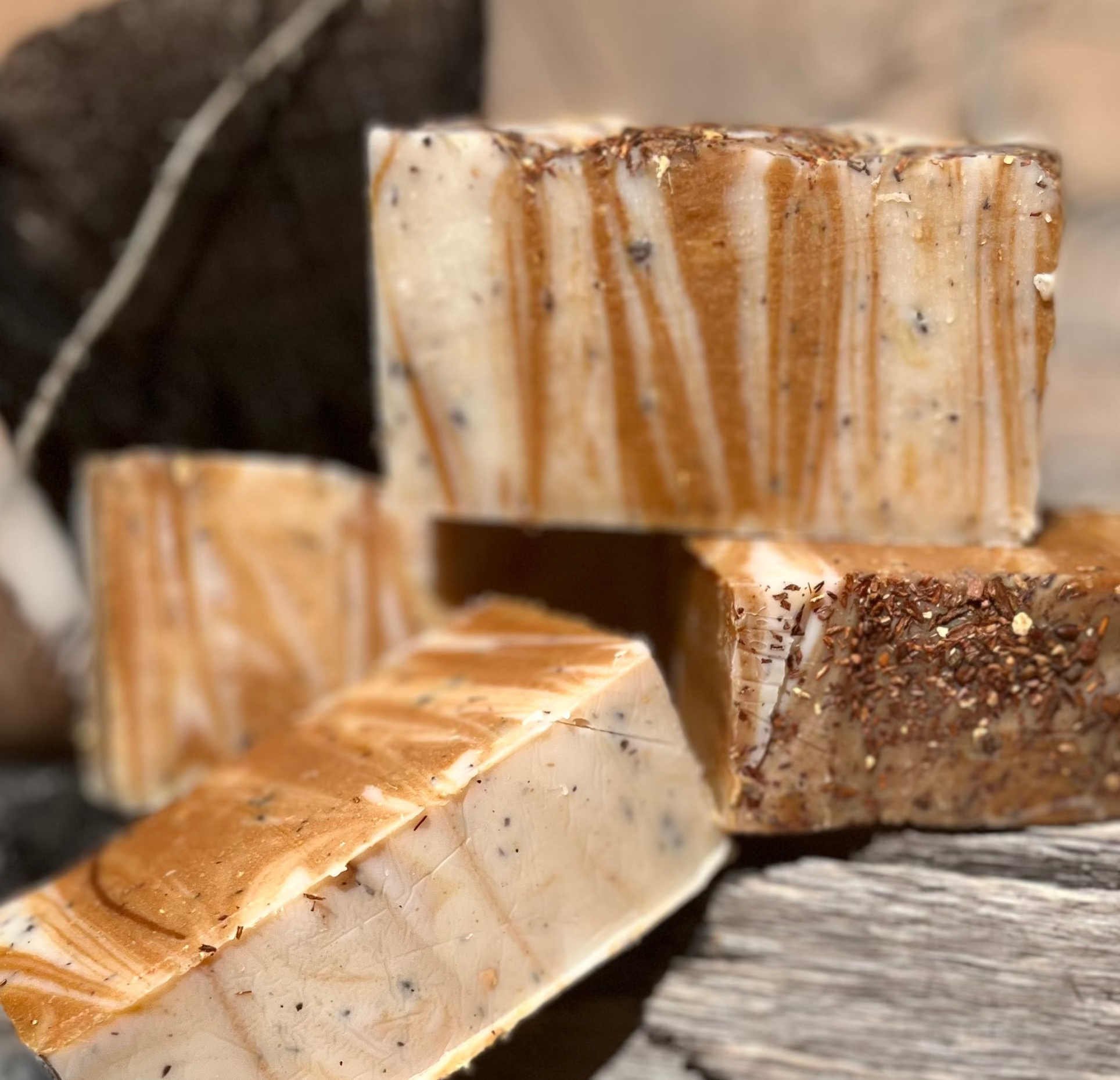 CAMPFIRE AND FIRFLIES ORGANIC HANDMADE SOAP WILL TAKE YOU BACK TO SITTING AROUND THE CAMPFIRE ON A COOL FALL EVENING. LOADED WITH CHAI TEA IN AND SPRINKLED ON TOP ADDS TO ITS BEAUTY. Sweet Harvest Farms Almond Cake Organic Handmade Soap. Always made from scratch. This handmade organic soap will last 8-10 weeks in the shower. We also offer the best handmade organic soap wholesale as well