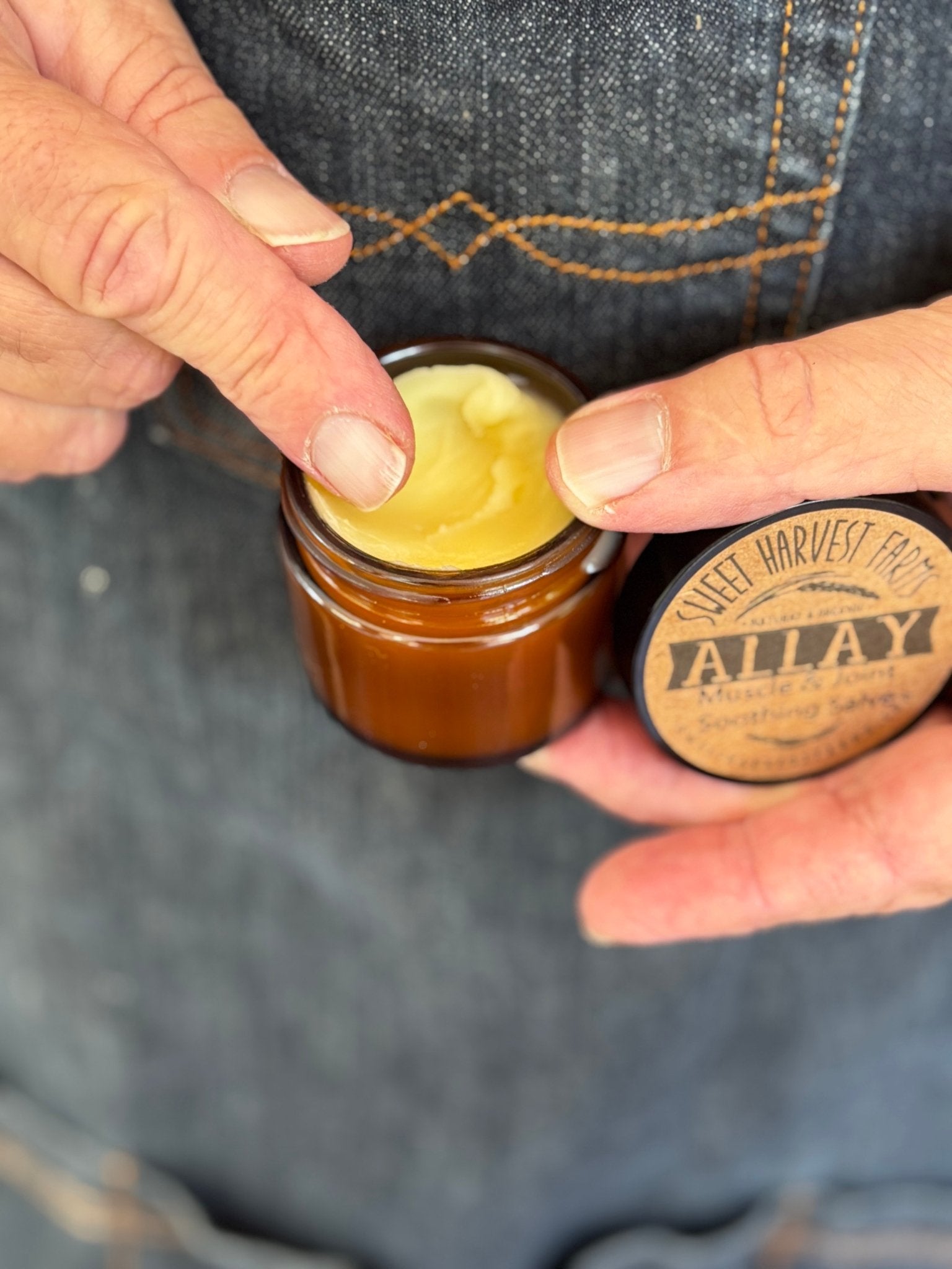 Allay Muscle and Joint Soothing Organic Salve- Promoting relaxation and comfort for muscles and joints- made with organic Tallow - Sweet Harvest Farms