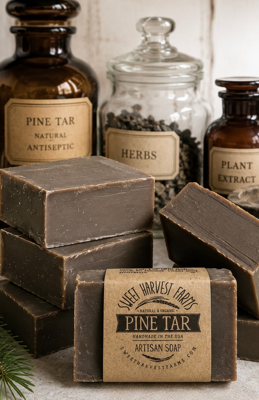 Pine Tar Organic Handmade Soap - The Original - Creosote FREE - Psoriasis, Yeast and Fungal Skin issues
