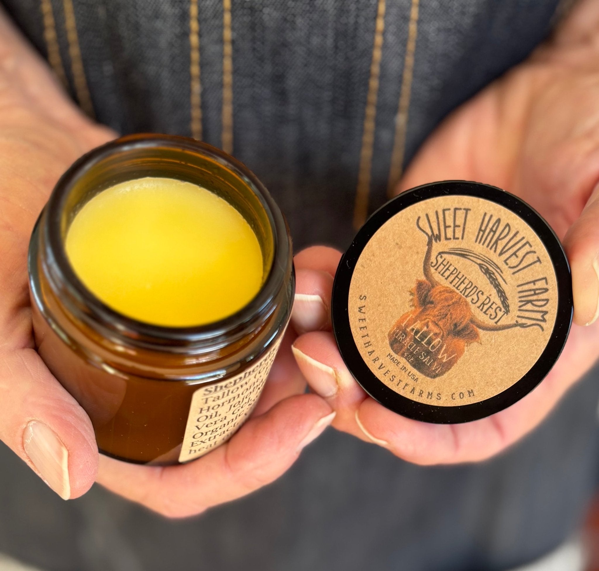 Organic Handmade Shepherds Rest Tallow Salve - Grass - Fed/Grass Finished – Deeply Inspired Restorative Skin Nutrition - Sweet Harvest FarmsShepherds Rest Tallow Miracle SalveSweet Harvest Farms