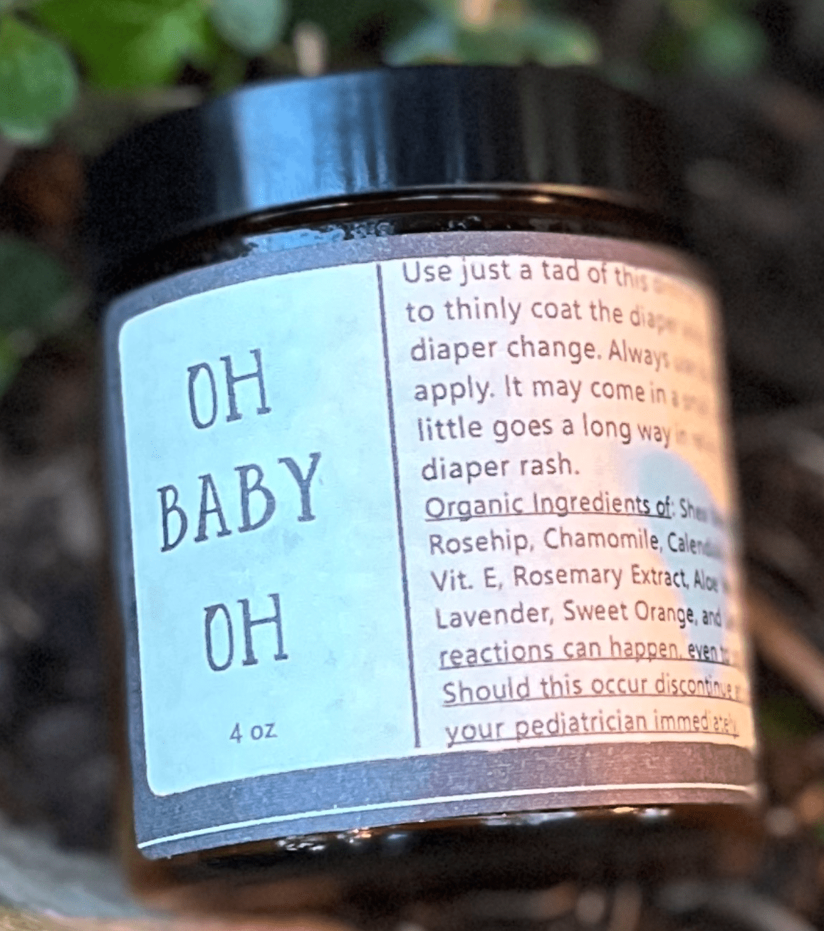 Organic Diaper Balm - Oh Baby Oh! " What a bum!"/Chafing/Cracked Skin - to help soothe any bottom (including adults) - Sweet Harvest FarmsDiaper Rash TreatmentsSweet Harvest Farms