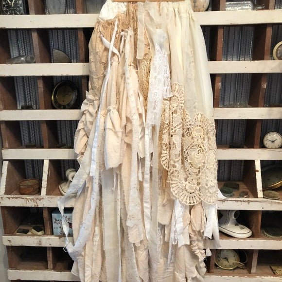 Skirt - Vintage Fabric, Lace, Trim and Doilies - One - of - a - kind - Sweet Harvest FarmsVintageSweet Harvest Farms