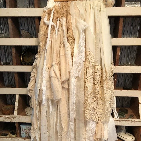 Skirt - Vintage Fabric, Lace, Trim and Doilies - One - of - a - kind - Sweet Harvest FarmsVintageSweet Harvest Farms